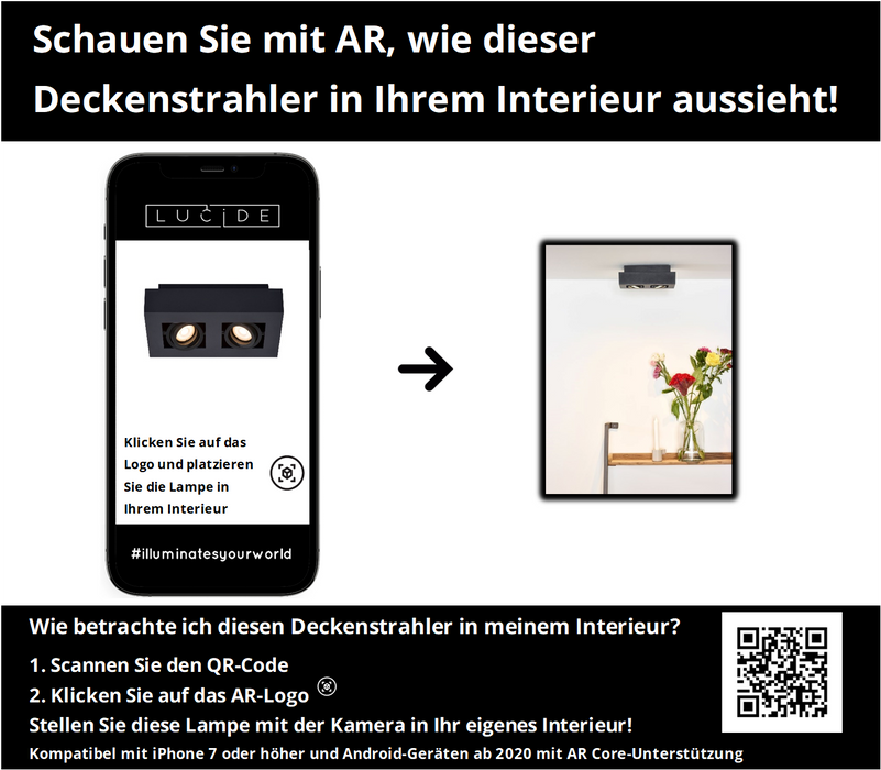Deckenleuchte Xirax | 2 Stufen | LED dimmbar auf warmweiß | Schwarzes Metall