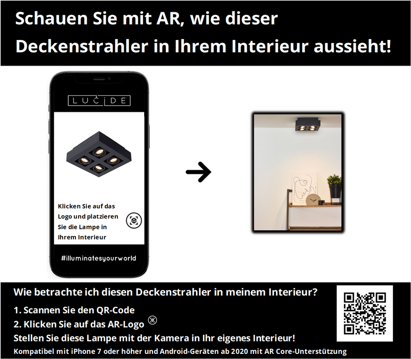 Deckenleuchte Xirax | 4 Lichtpunkte | LED dimmbar auf warm | Schwarzes Metall