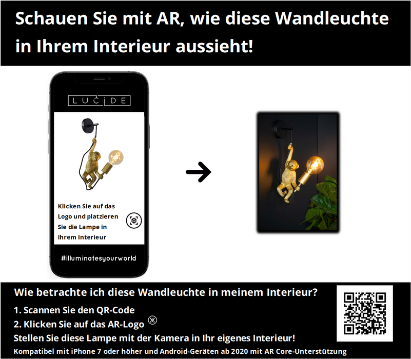 Wandleuchte Extravaganza Chimp | Schwarz