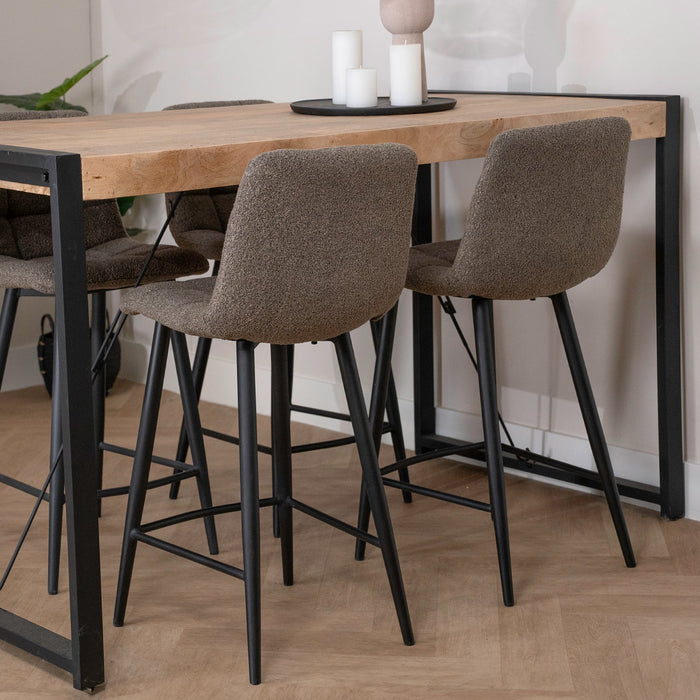 Hocker Tess | Kochinsel oder Bartisch | Bouclé braun