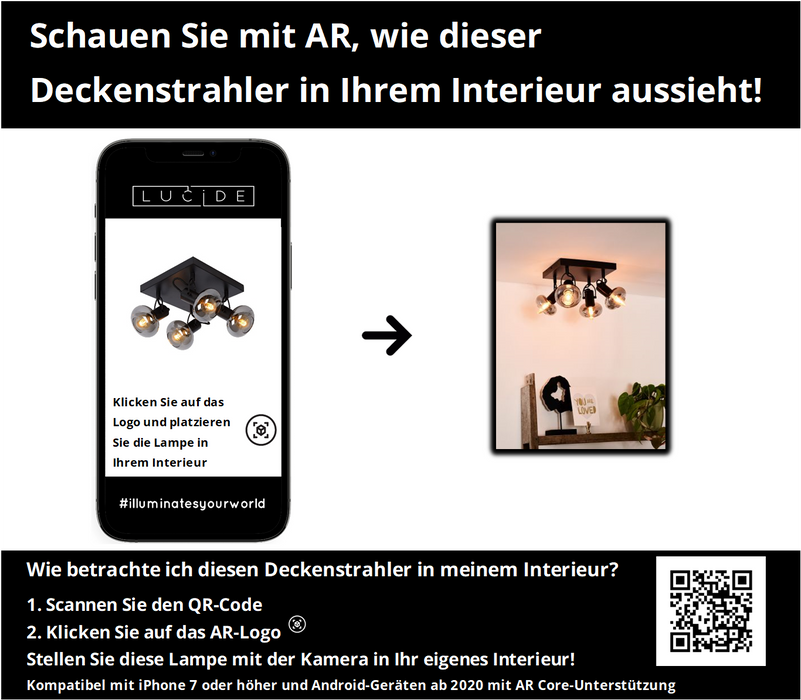 Deckenleuchten Madee | 4 Leuchten | Schwarzes Metall
