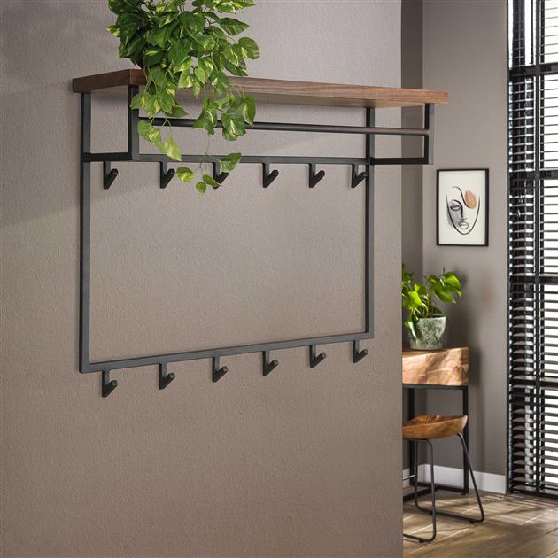 Garderobe Daytona mit 12 Haken | Naturholz Saja