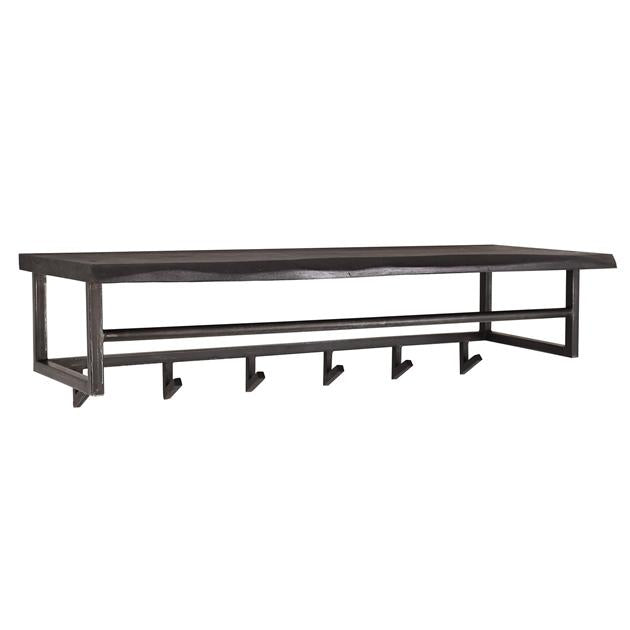 Yucon Kleiderständer mit 6 Haken | Schwarz aus massivem Akazienholz