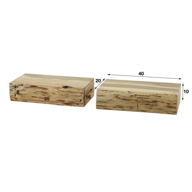 Nachttisch Tree L | 1 Schublade | 2er-Set | Natürliches massives Akazienholz