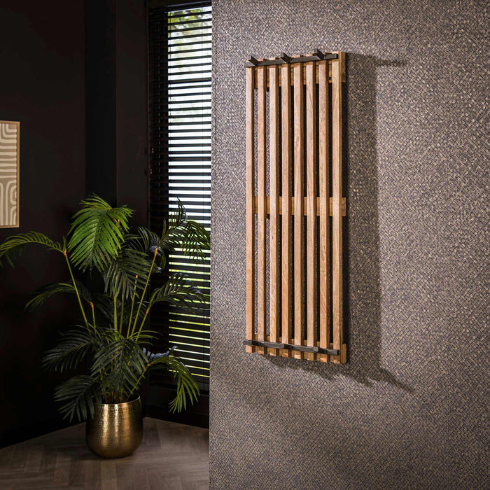 Tweed Garderobe | 6 Haken | Natürliches Mangoholz