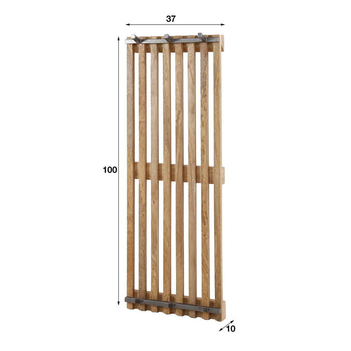 Tweed Garderobe | 6 Haken | Natürliches Mangoholz