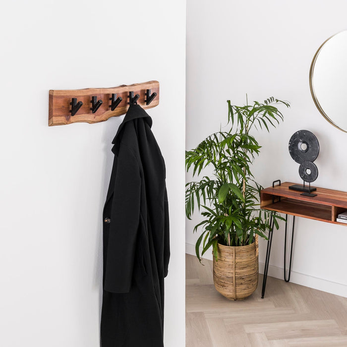 Edge Garderobe mit fünf Haken | Natürliches Akazienholz