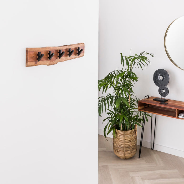 Edge Garderobe mit fünf Haken | Natürliches Akazienholz