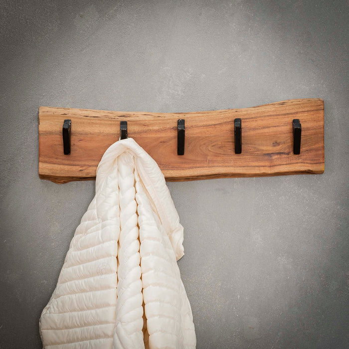 Edge Garderobe mit fünf Haken | Natürliches Akazienholz