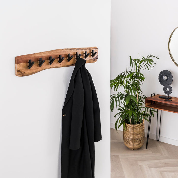 Edge Acht-Haken-Garderobe | Natürliches massives Akazienholz