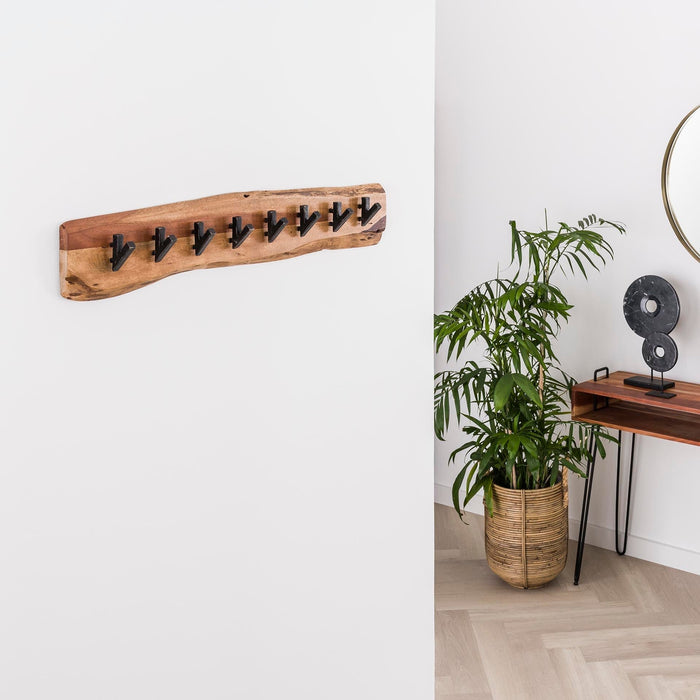 Edge Acht-Haken-Garderobe | Natürliches massives Akazienholz