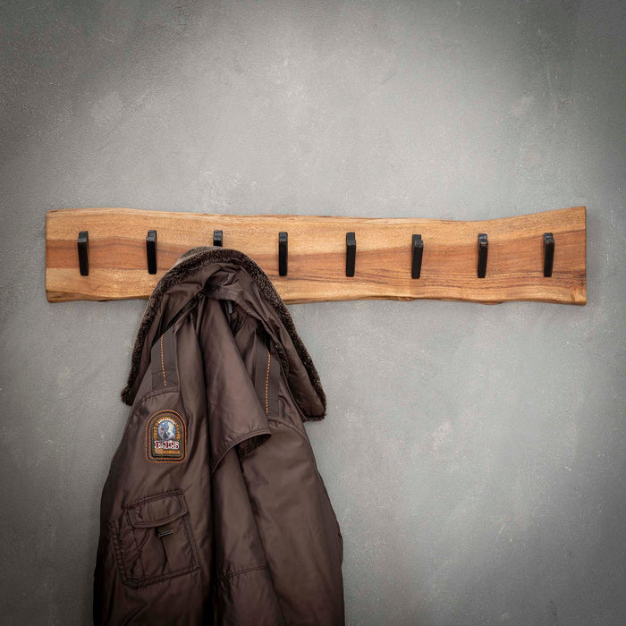Edge Acht-Haken-Garderobe | Natürliches massives Akazienholz