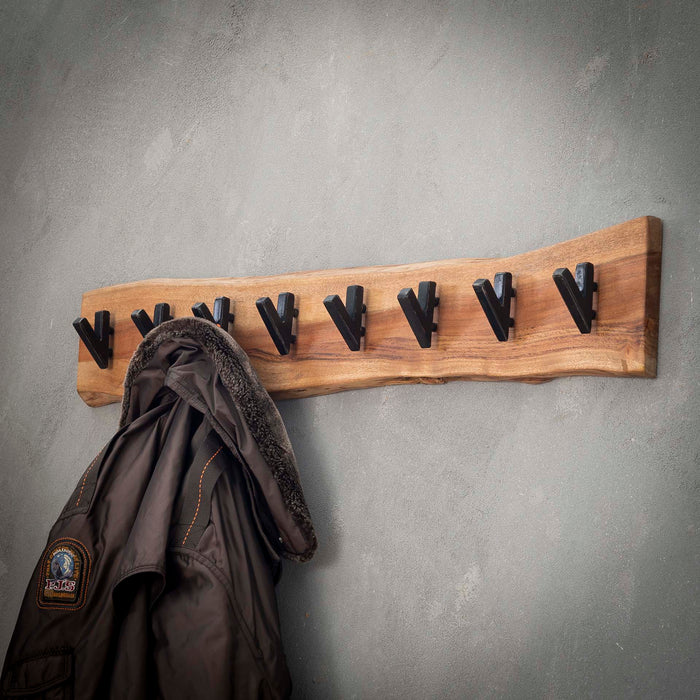 Edge Acht-Haken-Garderobe | Natürliches massives Akazienholz