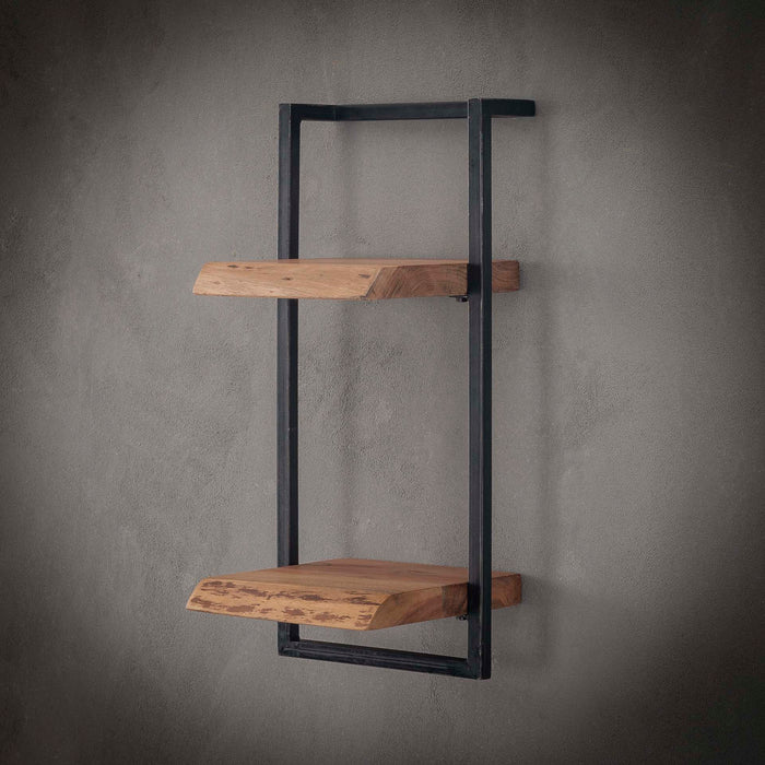 Doppelte Wandablage Twin Edge 30 | Natürliches massives Akazienholz