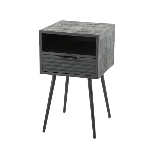 Nachttisch Marina | 1 Schublade | Schwarzes massives Mangoholz