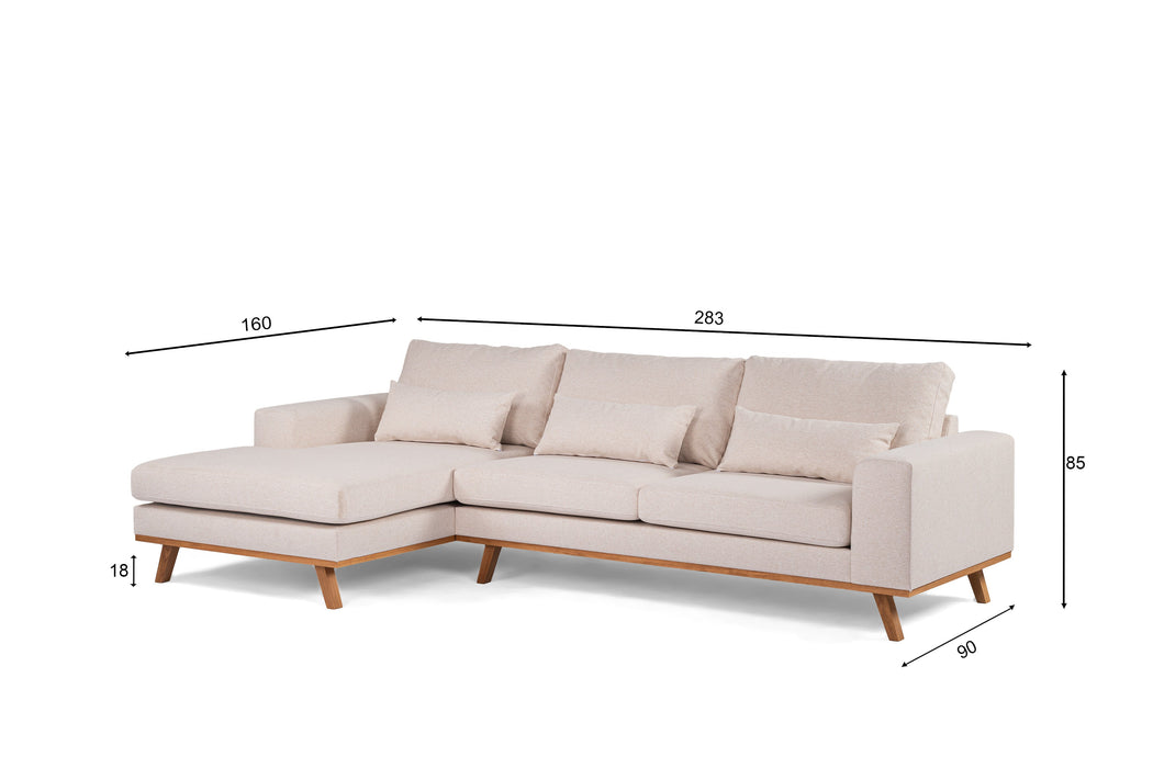 Ausziehbares Ecksofa Caro | Beige Grande
