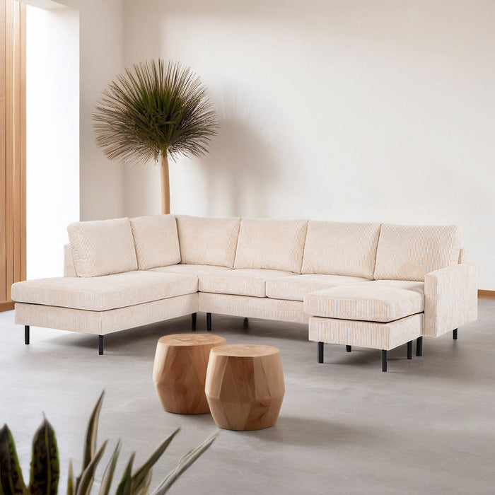 Ausziehbares Ecksofa Lisa | Langer Sessel | Beige Lincoln
