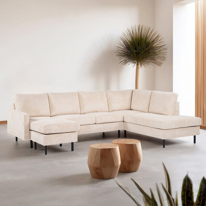 Ausziehbares Ecksofa Lisa | Langer Sessel | Beige Lincoln