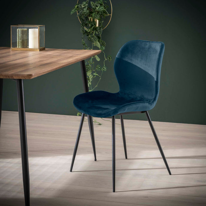 Esszimmerstuhl Brandon – Luxuriöser Velours in eleganter blauer Farbe für stilvolle Abendessen