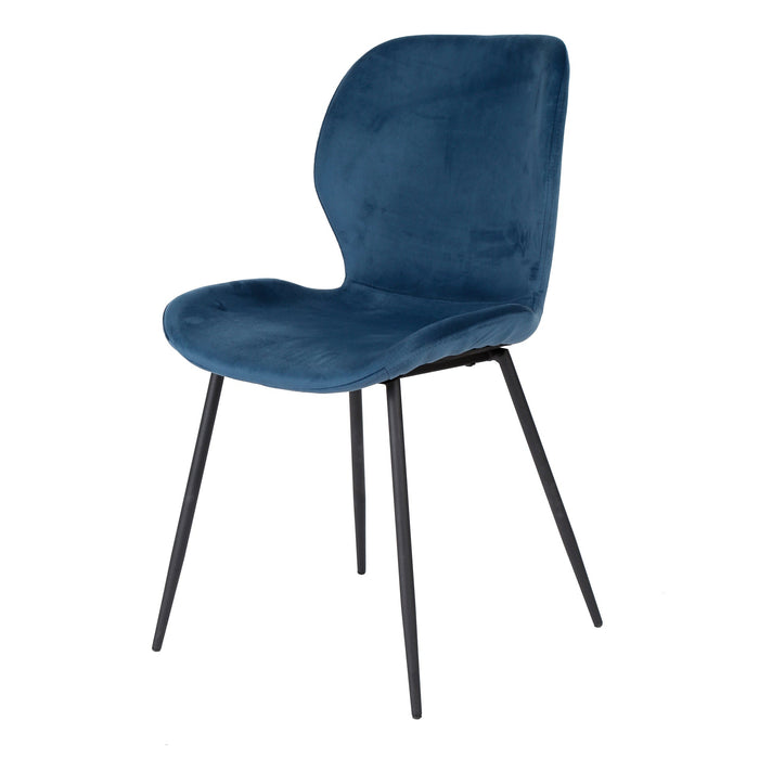 Esszimmerstuhl Brandon – Luxuriöser Velours in eleganter blauer Farbe für stilvolle Abendessen