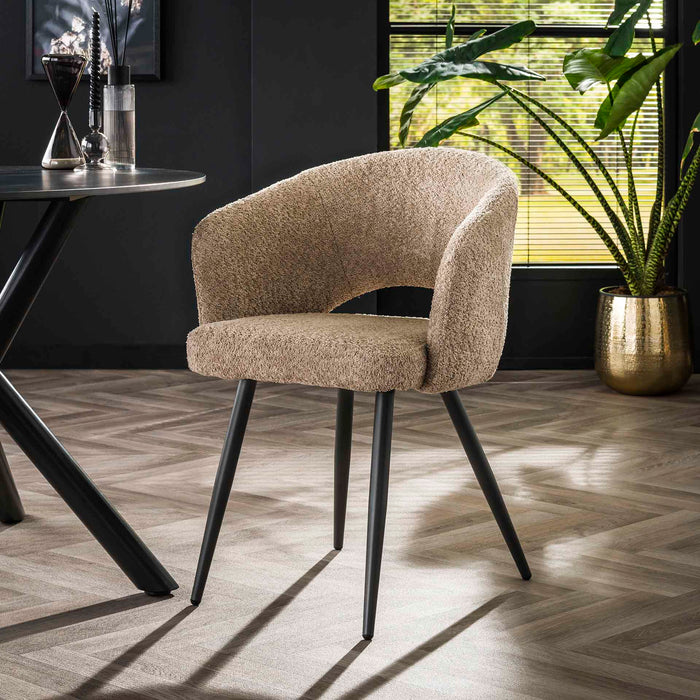 Esszimmerstuhl Salem – Elegantes Beige-Bouclé für eine stilvolle Einrichtung