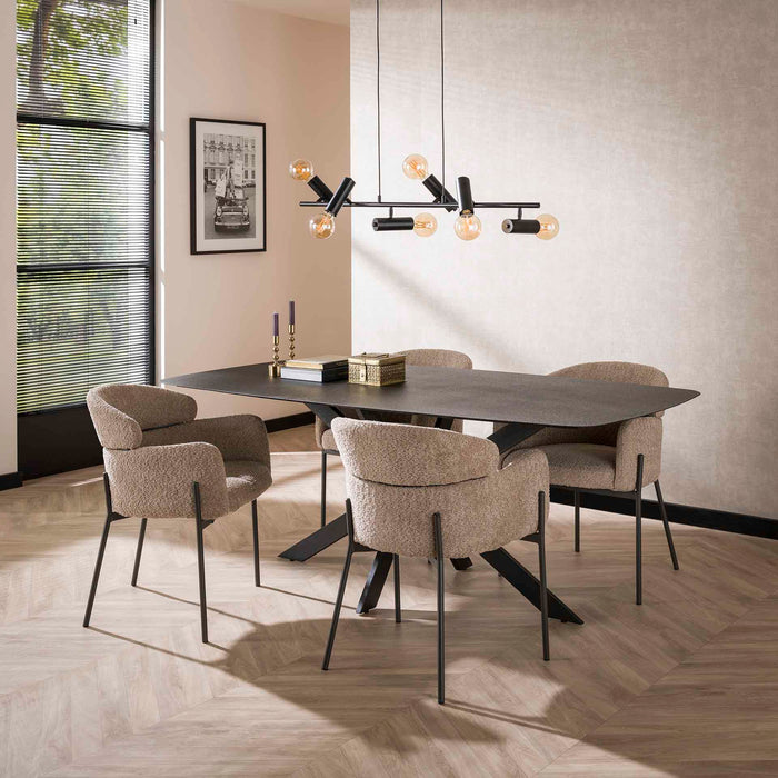 Esszimmerstuhl Gira – Elegantes Beige-Bouclé für Komfort und Stil
