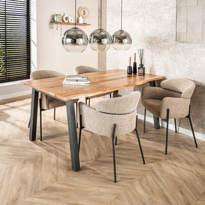Esszimmerstuhl Gira – Elegantes Beige-Bouclé für Komfort und Stil