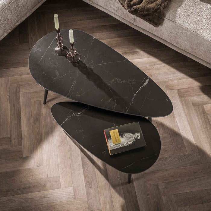 Couchtisch Marcus | 2er-Set | Schwarze Keramik