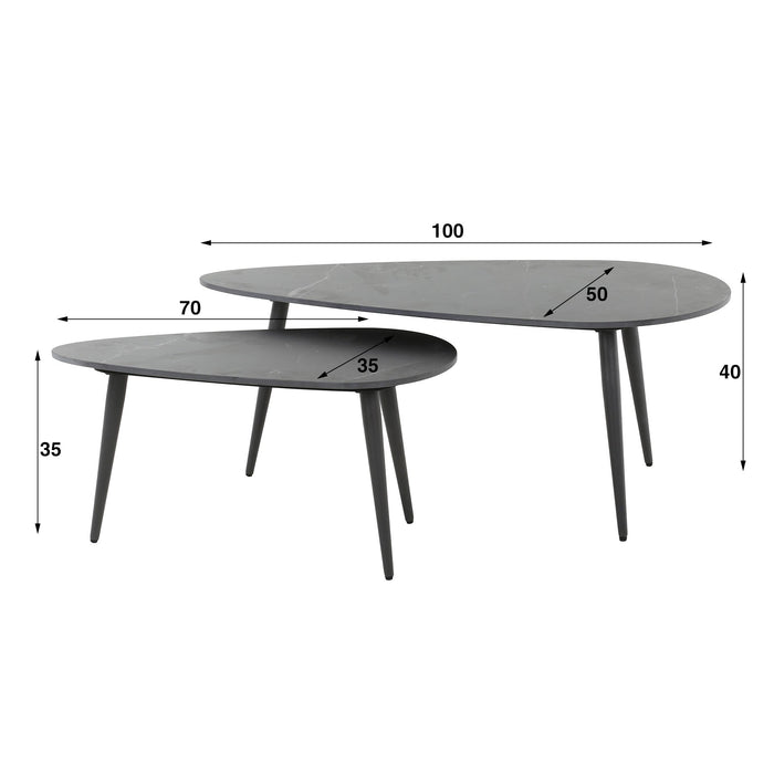 Couchtisch Marcus | 2er-Set | Schwarze Keramik