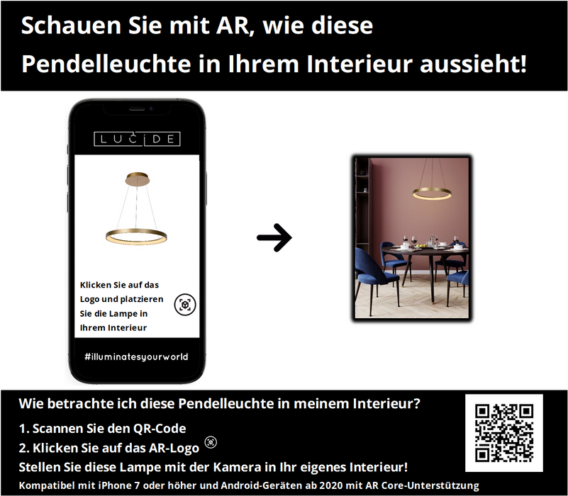 Hängelampe Vidal | 1 Glühbirne | Ø 58 cm | Gold