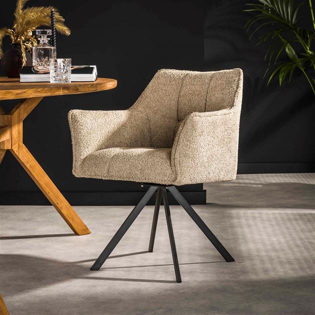 Esstisch Raster – Elegantes Beige Bouclé für komfortables und stilvolles Essen