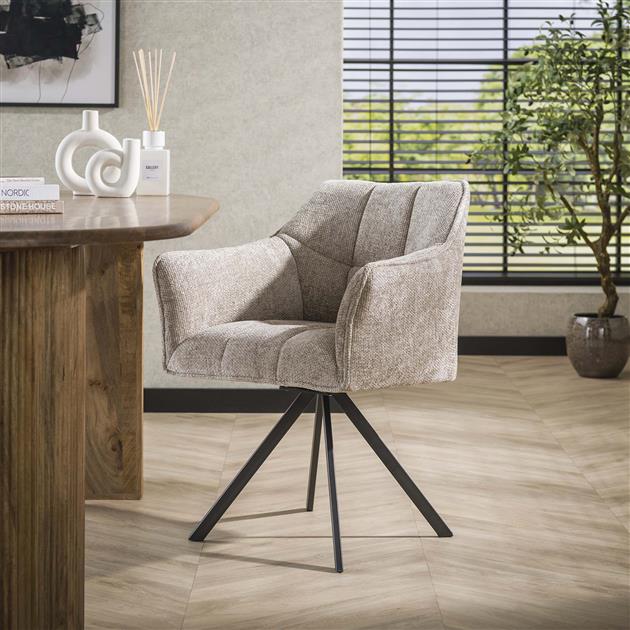 Esszimmerstuhl Raster – Eleganter beiger Stoff für ein stilvolles und komfortables Esszimmer