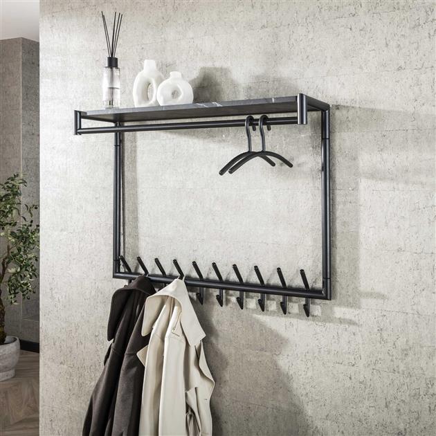 Hilo Garderobe | 20 Haken | Melamin schwarz