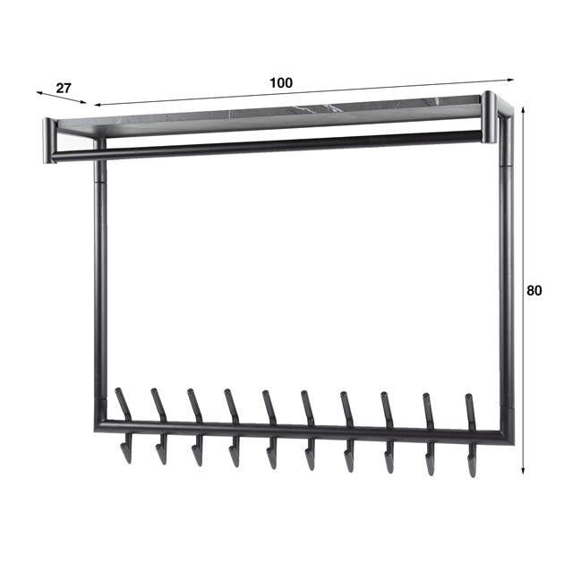 Hilo Garderobe | 20 Haken | Melamin schwarz