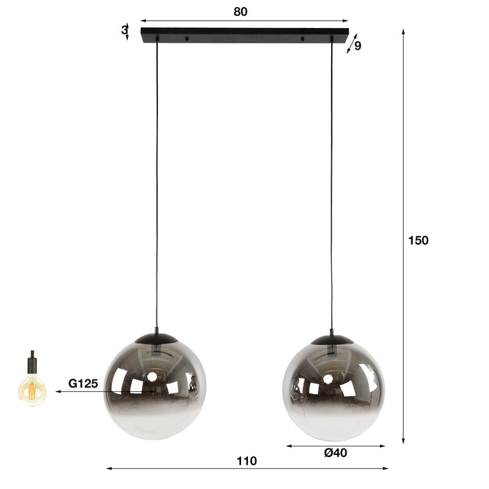Hängelampe 2L Bubble Shaded | Rauchglas