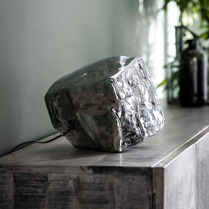 Tischleuchte Rock | Verchromtes Glas