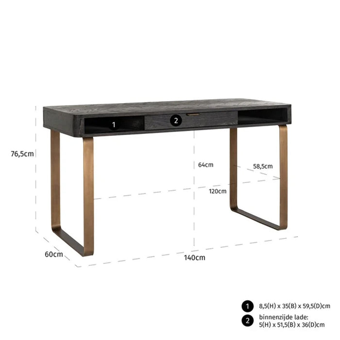 Blackbone Schreibtisch | Schwarzes Eichenholz
