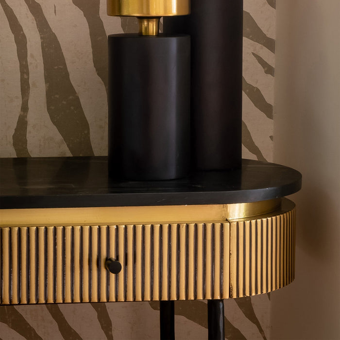 Wandteller Wandtisch Ironville | Schwarzes Marmor