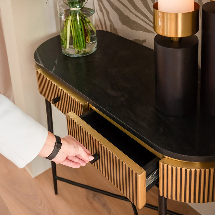 Wandteller Wandtisch Ironville | Schwarzes Marmor