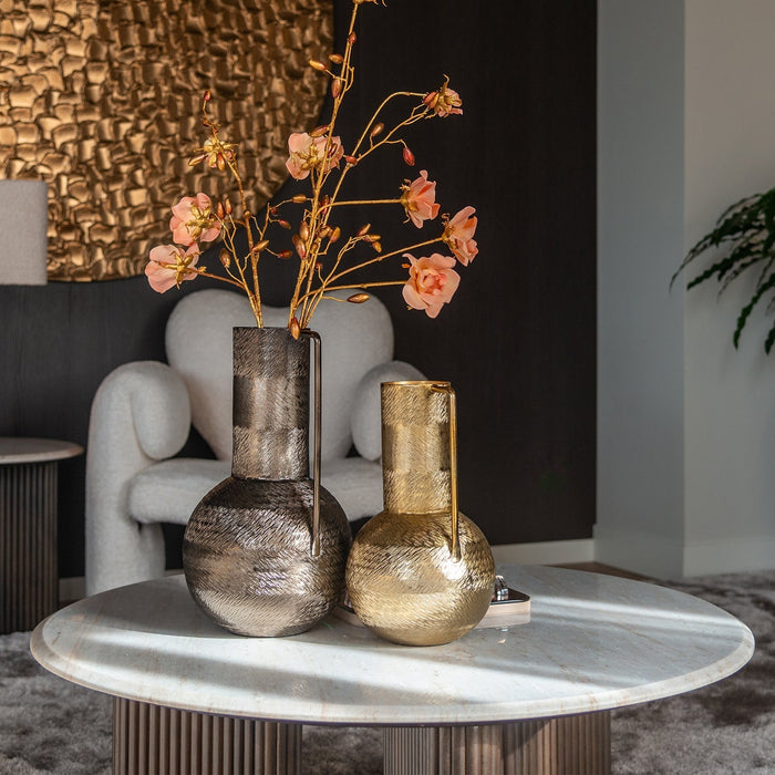 Couchtisch Mayfield | Braunes Mangoholz | Weißer Marmor