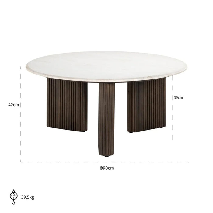 Couchtisch Mayfield | Braunes Mangoholz | Weißer Marmor