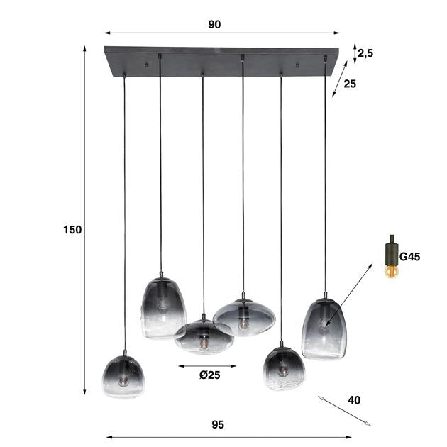 Hängelampe Mix Glass | Mit Lampenschirm