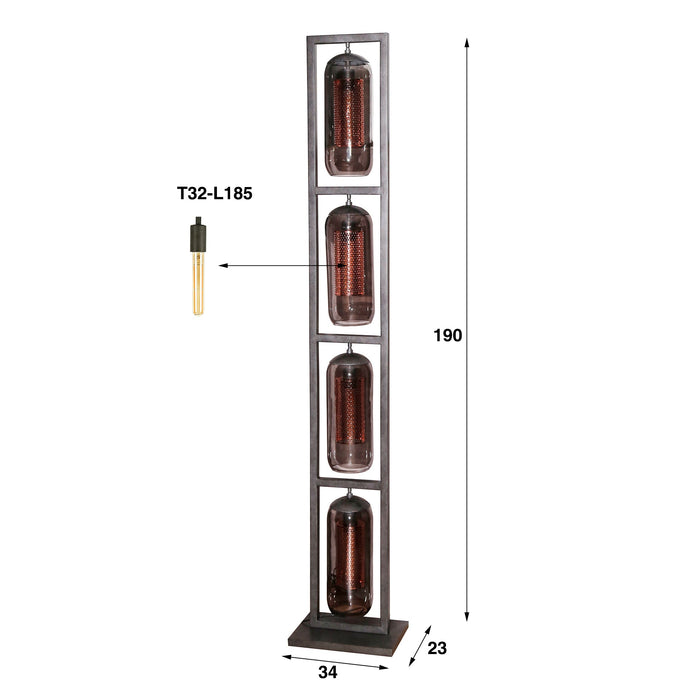 Stehleuchte Tower Smoke | 4 Lampen | Schwarz