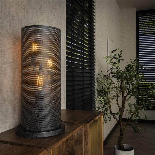 Nachttischlampe Pandora | Metallgrau