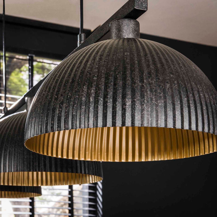 Hängelampe 3L Ribbel | Schwarzes Metall