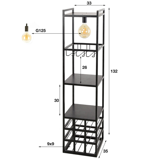 Weinlampe Dekoration | Schwarzes Metall