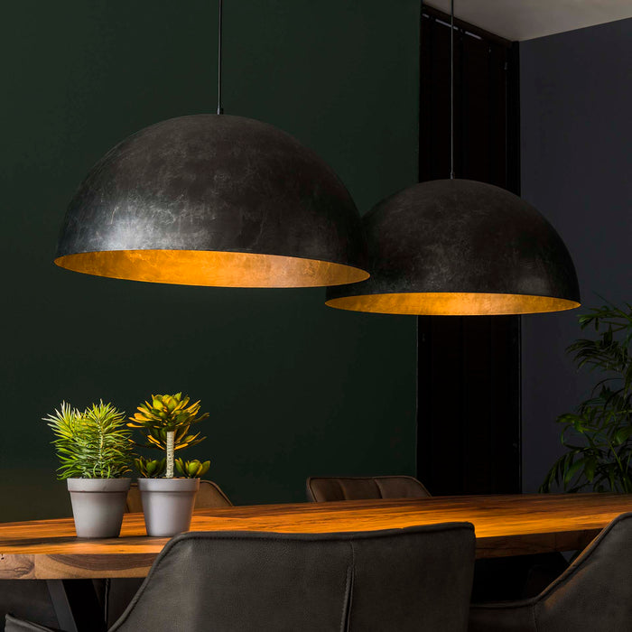 Hängelampe Twin Dome | Kohlefarben