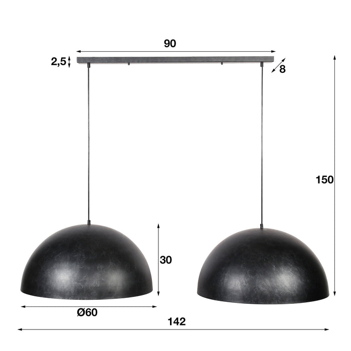 Hängelampe Twin Dome | Kohlefarben