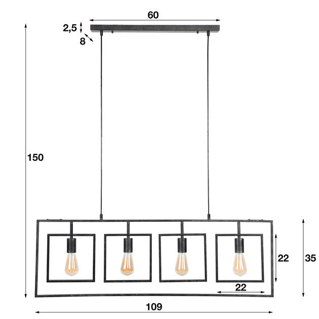 Hängelampe Turn Square | Kohle