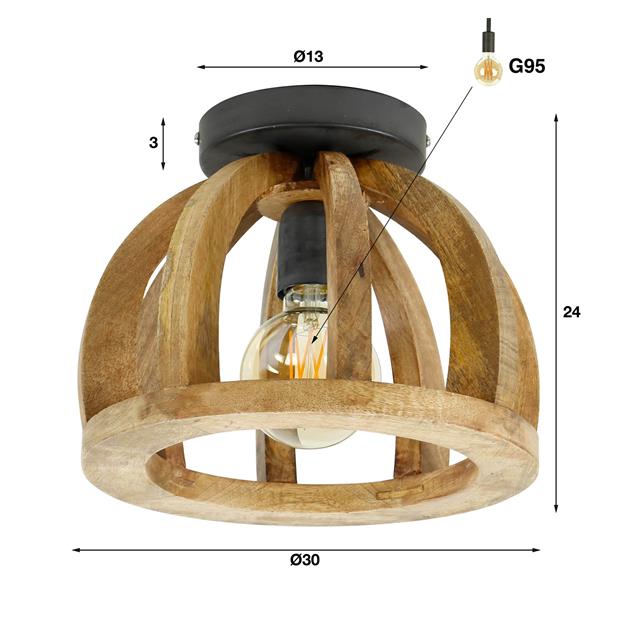 Deckenleuchte Pip | Mangoholz
